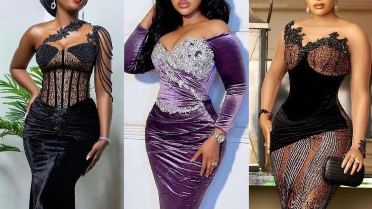 2022 Latest Velvet Fabric Styles for Ladies - Long and Short Velvet Gown Styles