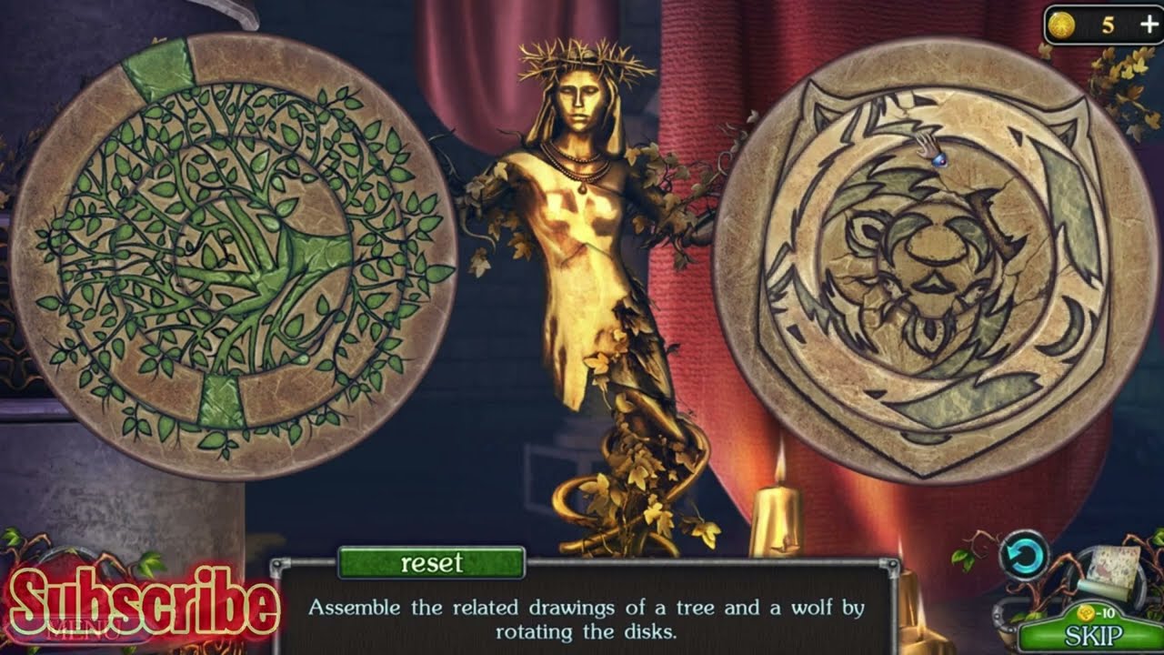 Assemble the related drawings of a tree and a wolf by rotating the disks Puzzle || Gवन Gaming