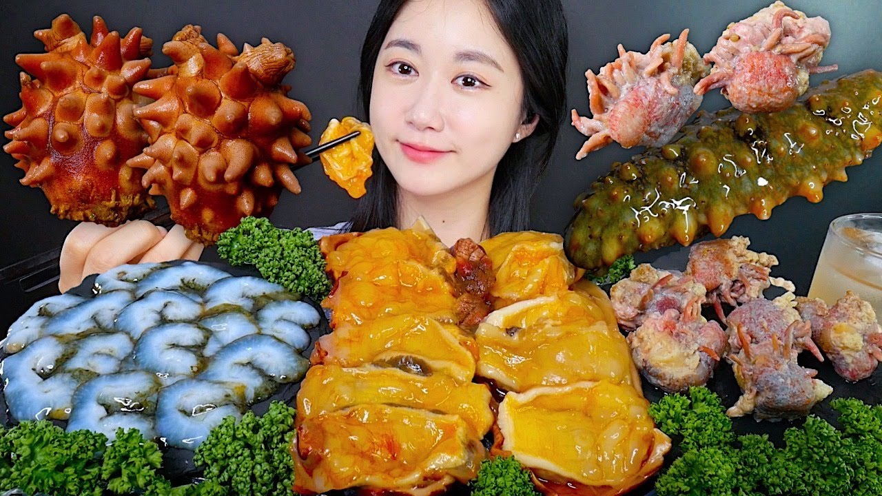 ASMR MUKBANG | Морской Огурец Морской Ананас Морской Анемон❤️Три Морских Мушкетера | eating