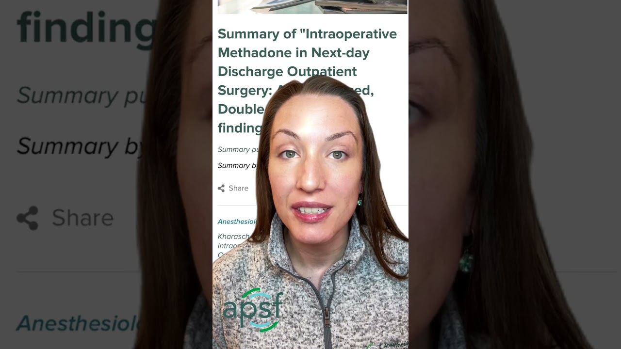 What if one dose of methadone could transform pain management for outpatient surgery?