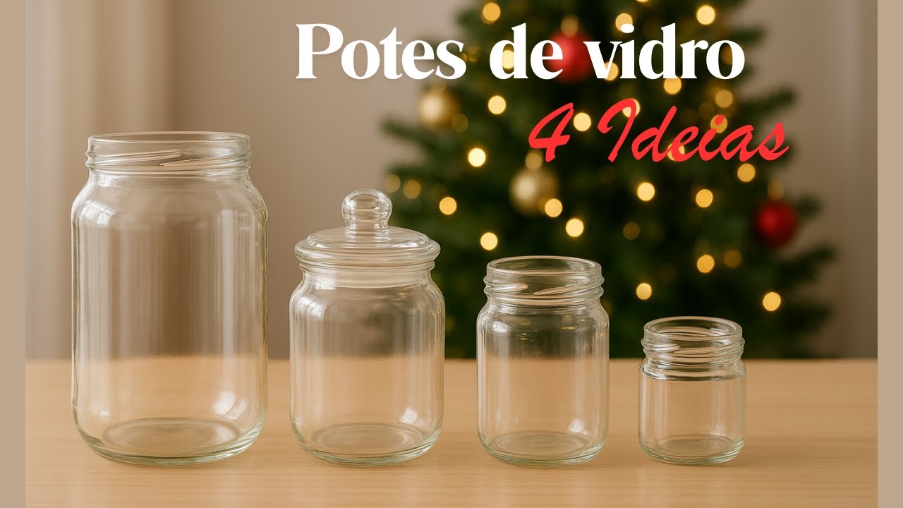 4 POTES de VIDRO decorados para o NATAL - Ideias F&aacute;ceis e Baratas. 😉🎄