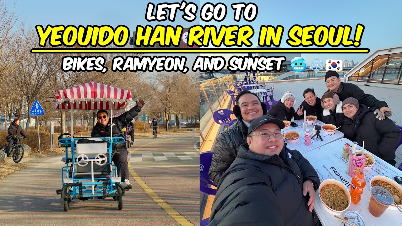 Han River Seoul Vlog 🇰🇷❄️ | Bike Ride, Ramyeon & Sunset with Friends