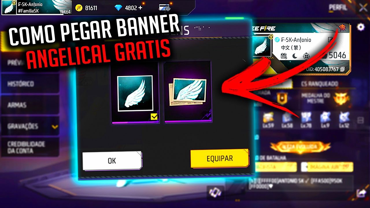 CORRE! COMO PEGAR GRÁTIS AVATAR E BANNER ANGELICAL 2025 INFLUENCIADOR GANHAR VERIFICADO FREE FIRE ff