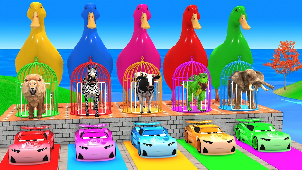 Long Slide Game With Cow Elephant Gorilla Hippopotamus Tiger 3d Animal Game Funny 3d Animals