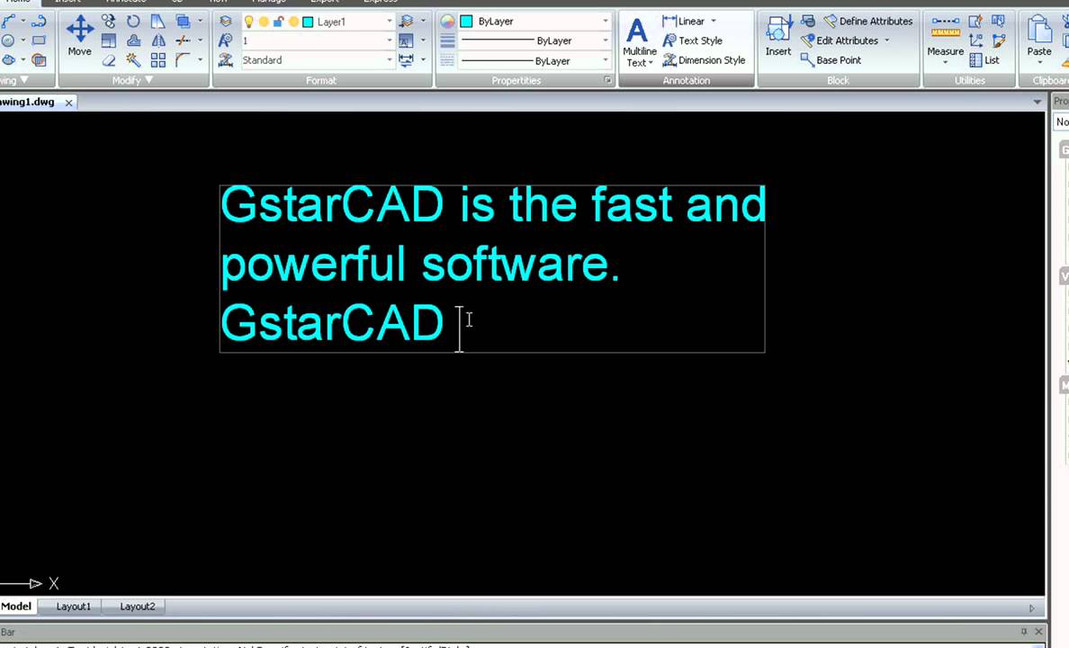 GSTARCAD 2011.. Single-line text