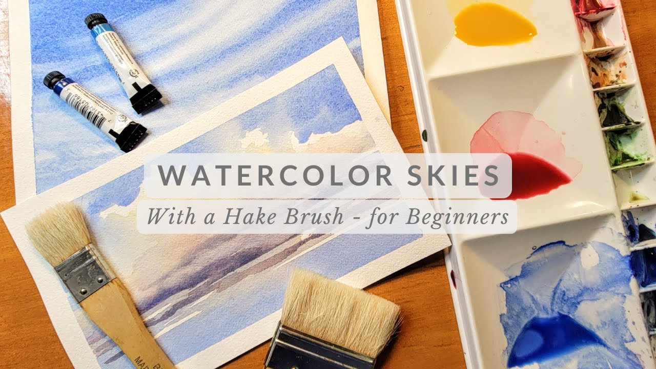 Watercolor Skies with a Hake Brush - for Beginners