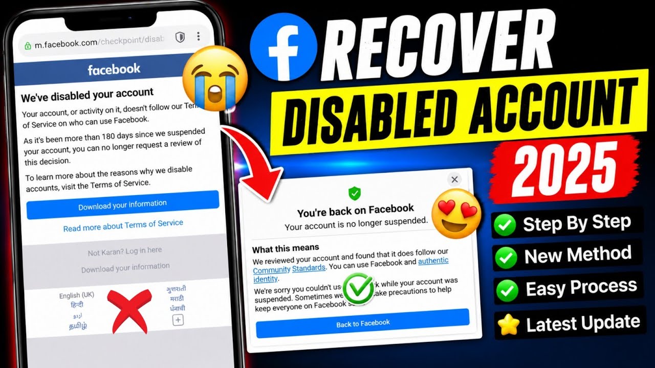 We disabled your account Facebook recovery facebook disabled account recovery 2026 New Process 