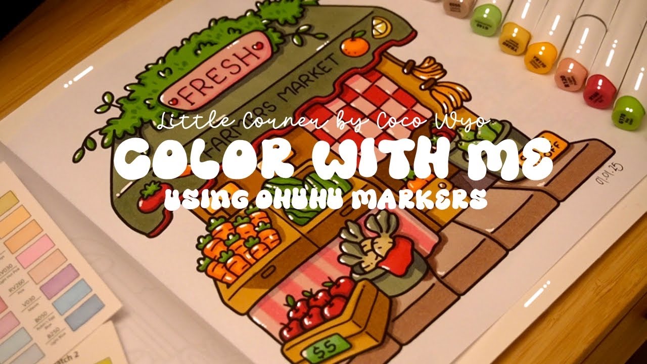 Color with me (ASMR) 🥕💕 'Little Corner' by Coco Wyo using Ohuhu markers 🌱✏️ #adultcoloring #asmr