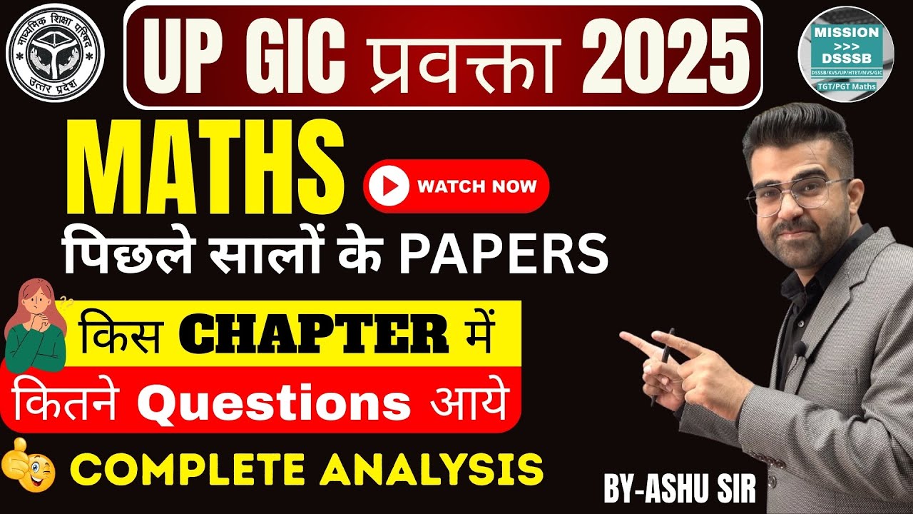UP GIC Lecturer Maths 2025 🔍 Chapterwise PYQ Analysis | कितने Questions किस Chapter से आए ?