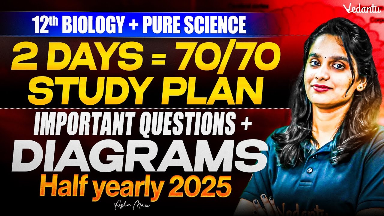 12th Biology + Pure Science | 2 Day Study Plan + Important Questions 70/70 | Half Yearly 2025
