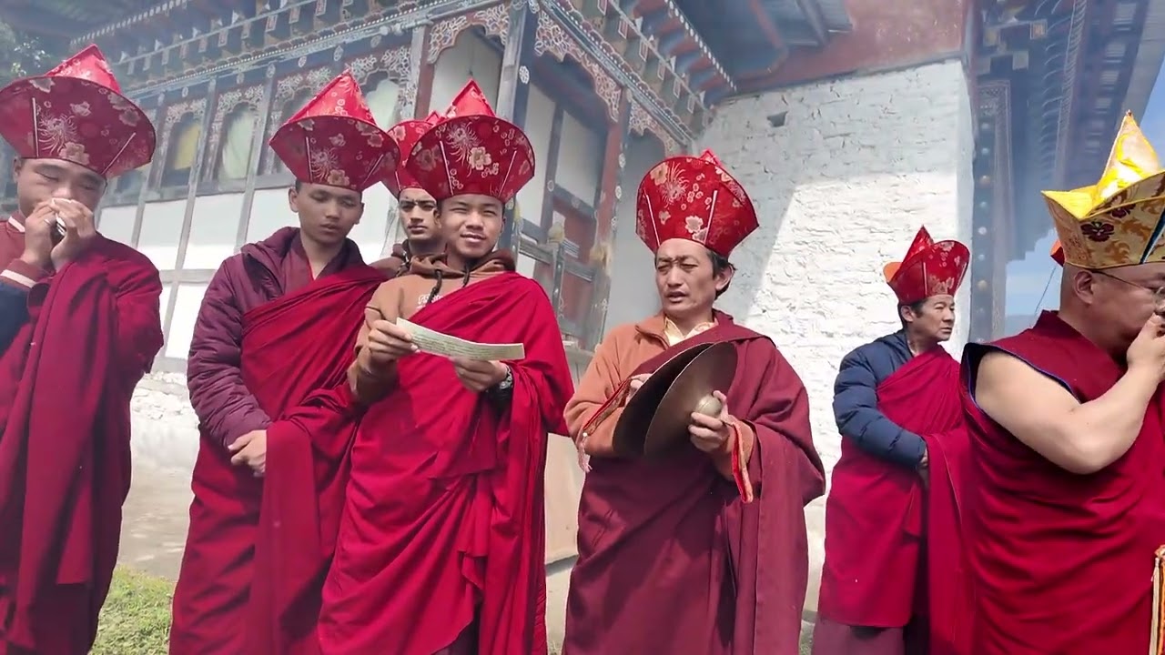 Prayer flags consecration at Karney monastery, Lhuntse, Bhutan