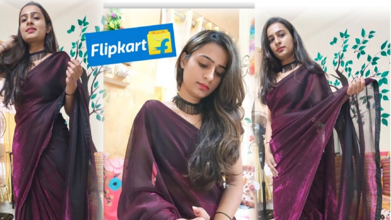 flipkart saree review / plain saree / new stylish saree