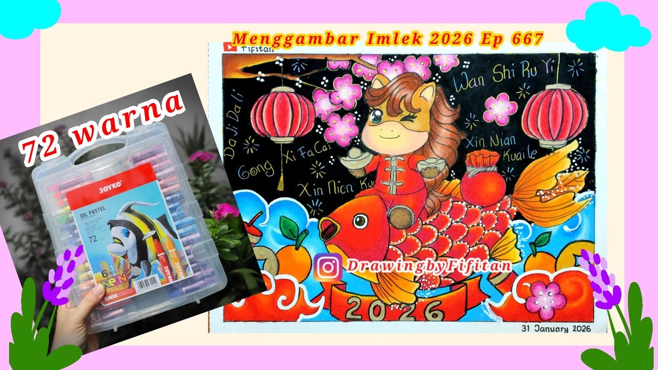 Menggambar Tema Imlek 2026 TAHUN KUDA EP 667