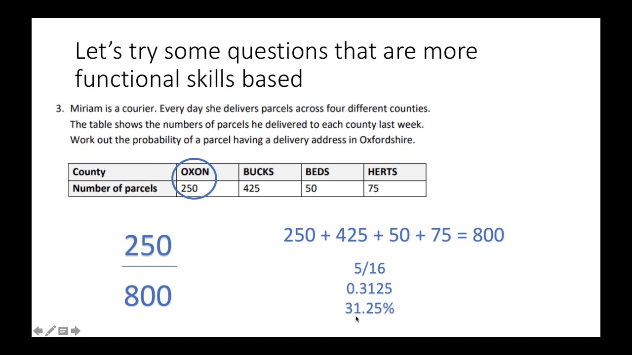 Functional Skills Maths - Probability and Probability Scales for Edexcel and City and Guilds