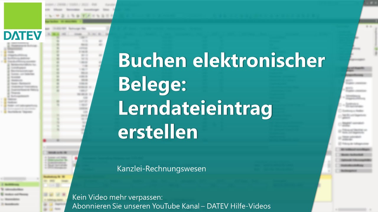 Buchen elektronischer Belege: Lerndateieintrag erstellen