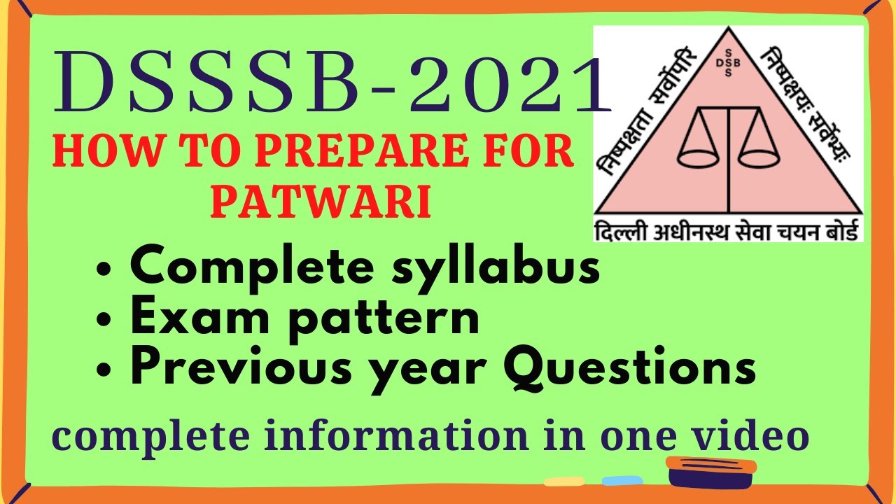 DSSSB-2021 || PATWARI  ||   Full syllabus ||