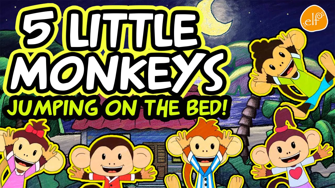 FIVE LITTLE MONKEYS JUMPING ON THE BED🎵- Kids Songs - Original Version - ELF Learning
