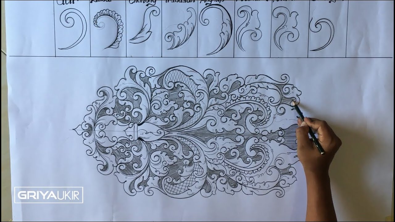 cara merangkai ornamen motif ukir pajajaran