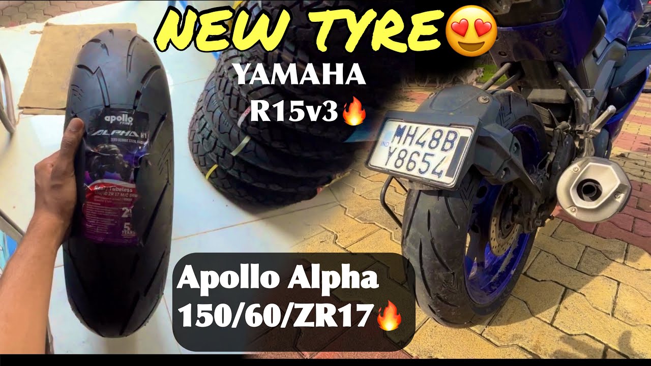 New Tyre(150mm) Install In R15🔥|| Apollo Alpha H1😍|| Best Tyre For R15 V3 🔥@thebikersg