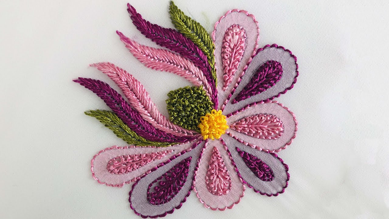 Hand Embroidery: Shadow Works Embroidery - Big Flower Embroidery - Floating Embroidery For Beginners