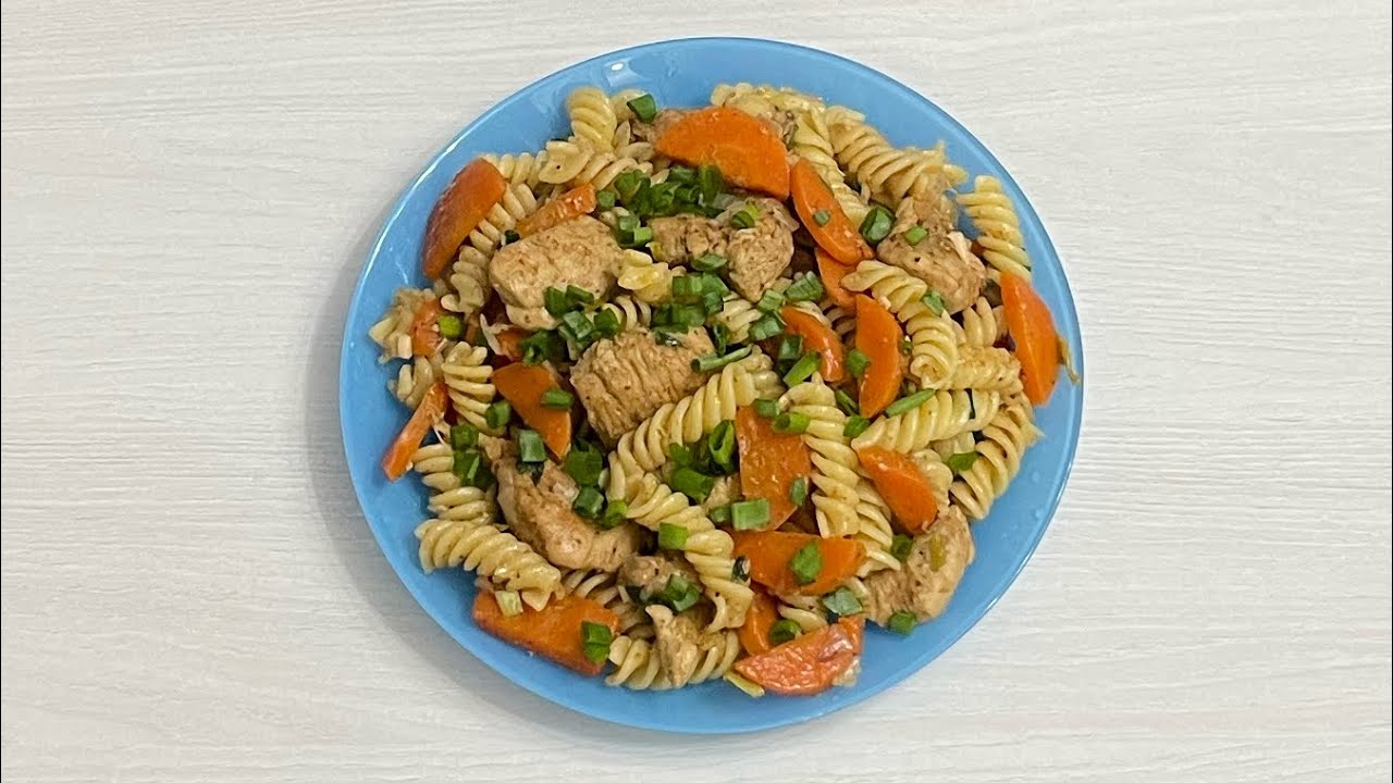 Pasta with chicken meat. # food # kitchen # tasty meal.