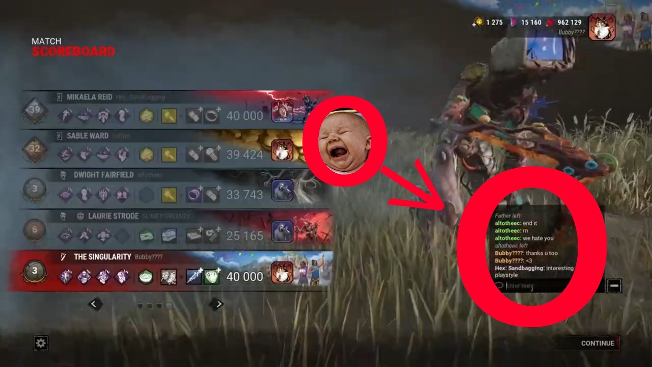 Failed attempt at a Singularity 3 gen leads to salty survivors crashing out in endgame chat