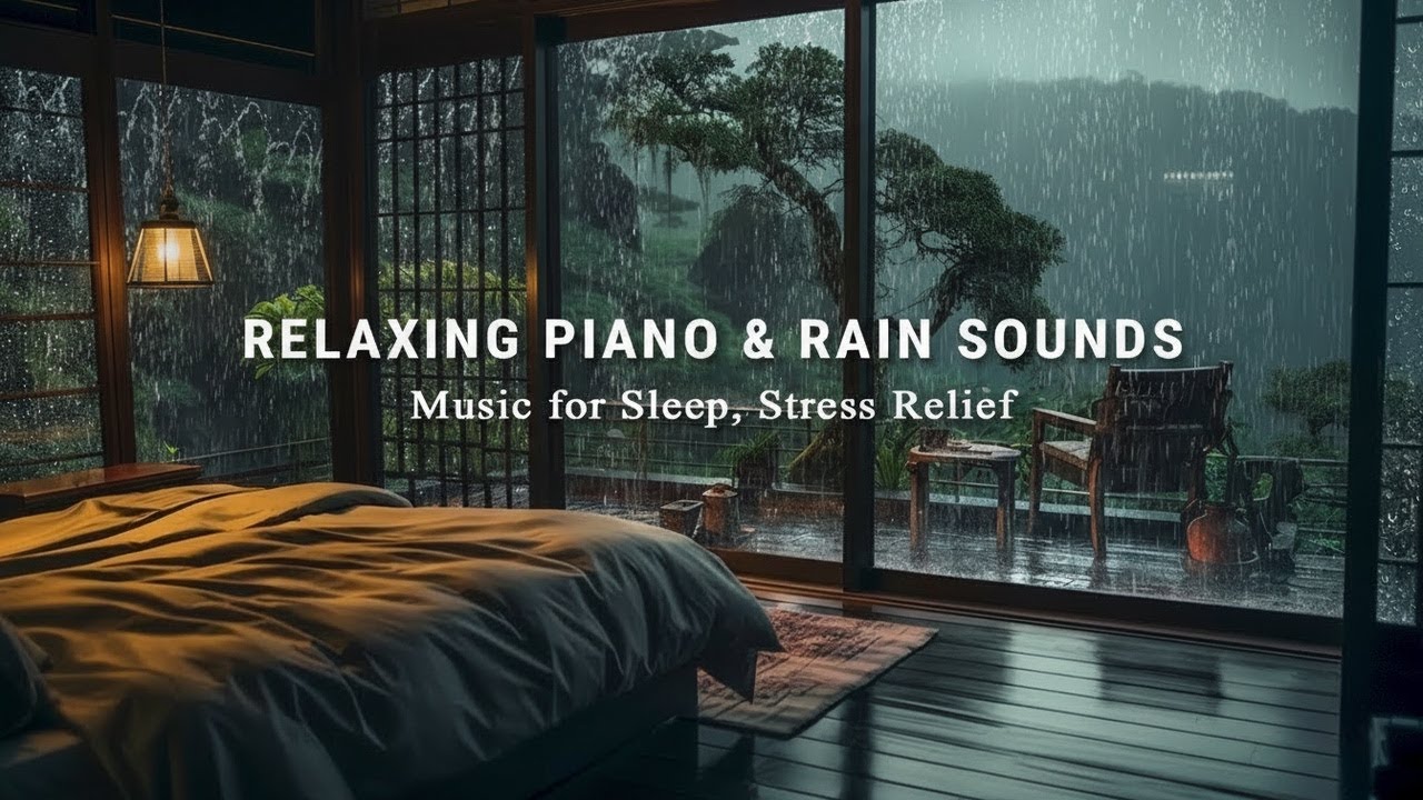 FALL INTO SLEEP INSTANTLY | Deep Sleep with Rain Outside the Bedroom, Peaceful Music, Soothing Music