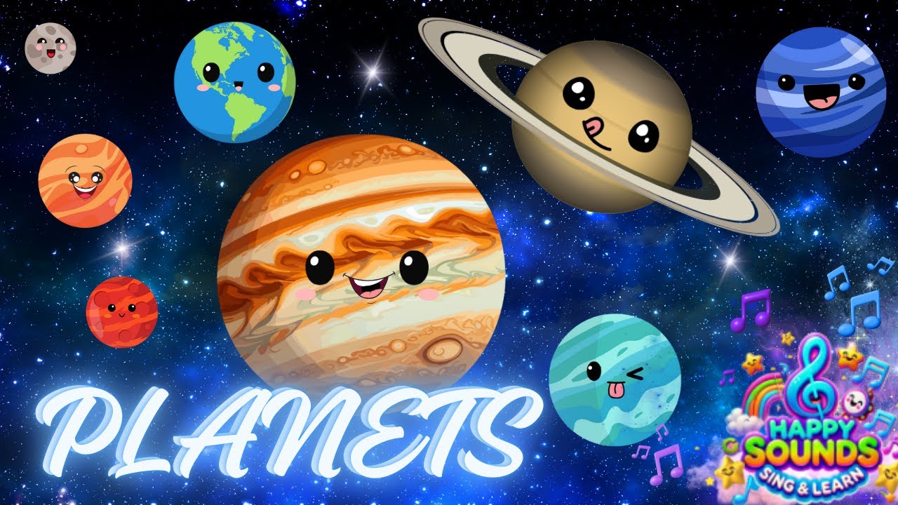 🚀 PLANET SONG for kids with superlatives: big, small, fast and slow ♪ HAPPY SOUNDS! ♪