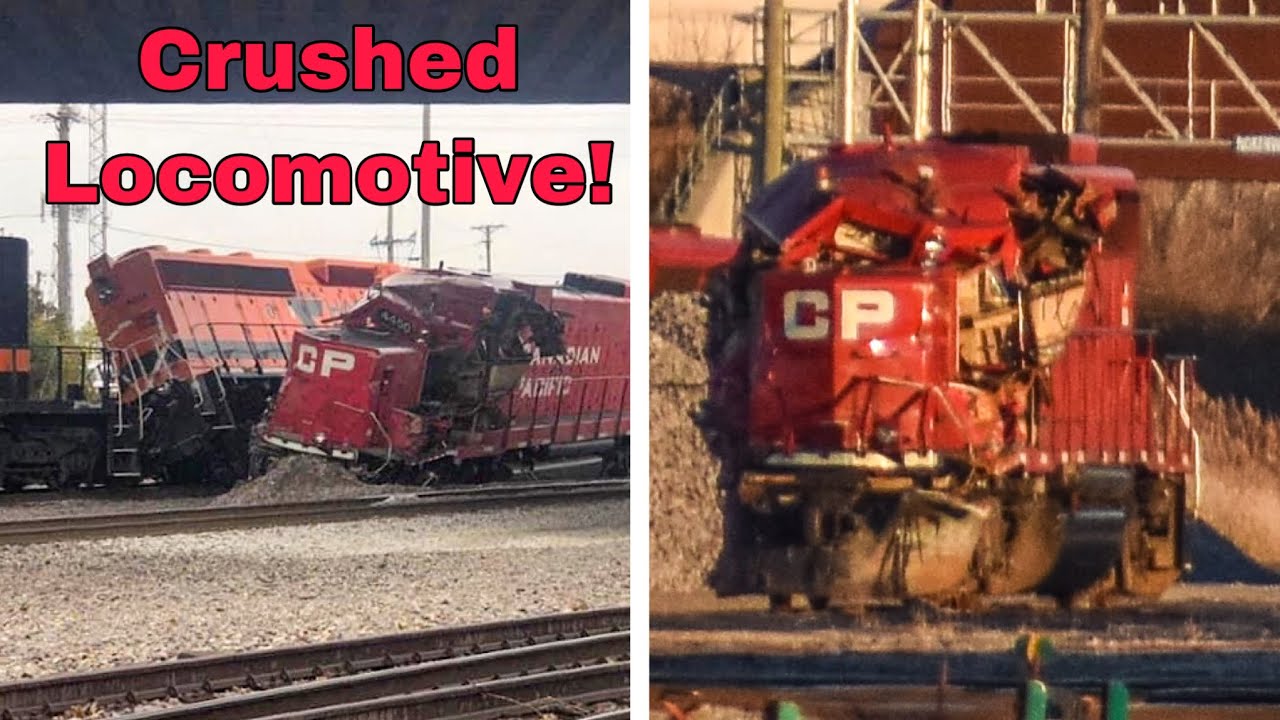 Crushed Locomotive at CP's Bensenville Yard!