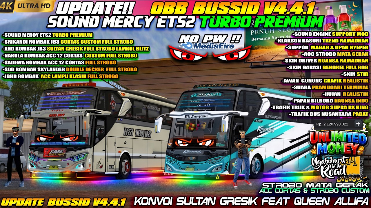 UPDATE BUSSID V4.4.1 !! OBB BUSSID V4.4.1 TERBARU SOUND MERCY ETS2 TURBO PREMIUM GRAFIK ETS2 HD 4K