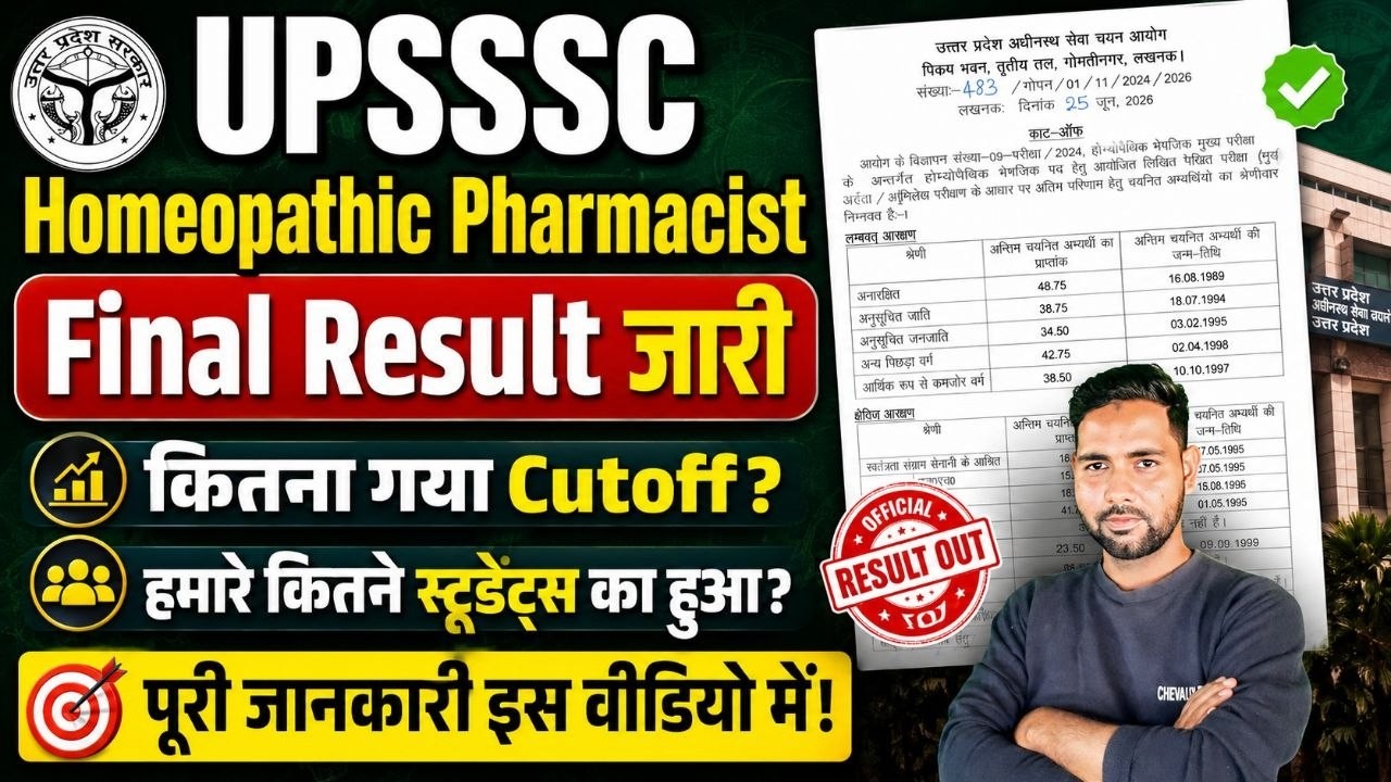 🔴 UPSSSC Homeopathic Pharmacist Exam Results| Categoreis wise Cutoff  IKRAM SIR