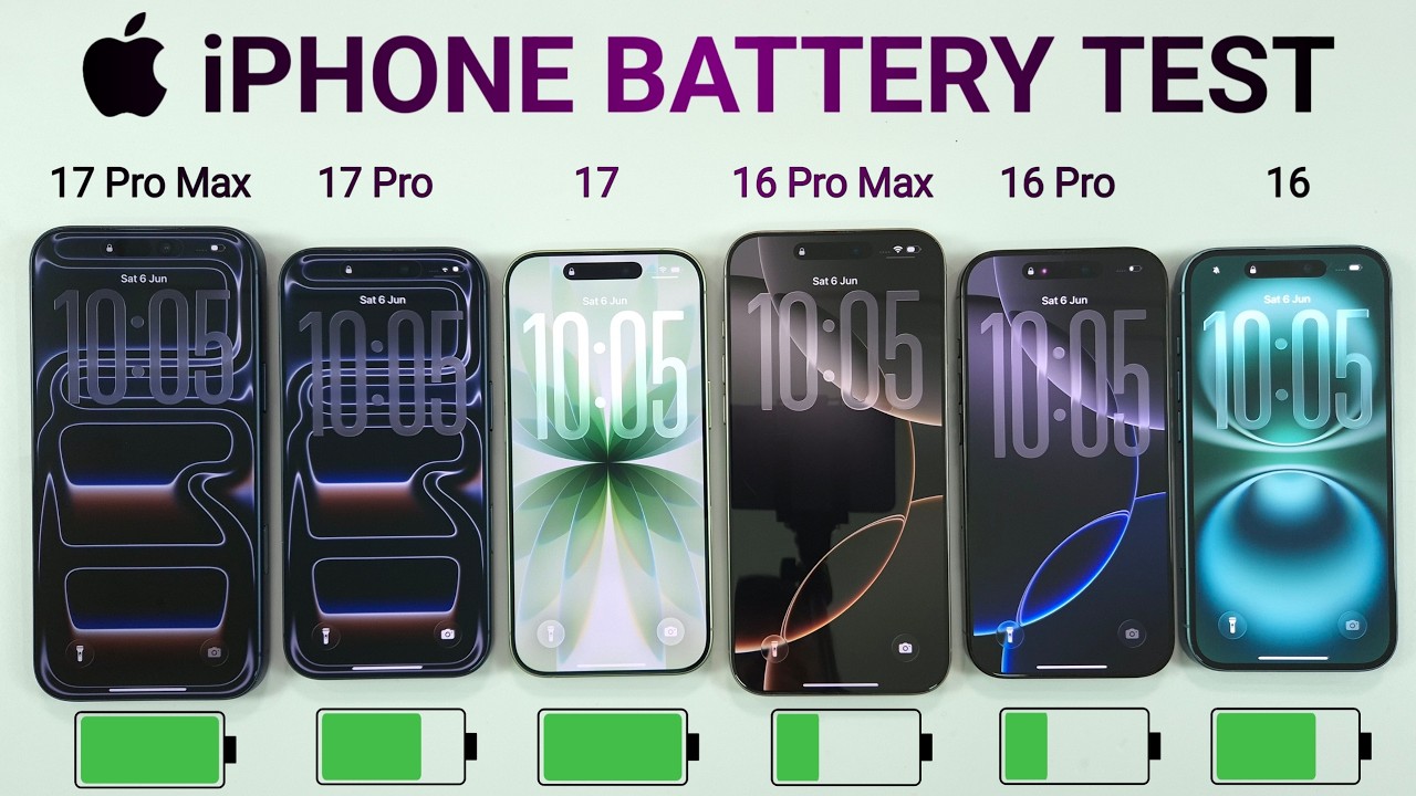 iPhone 17 Pro Max vs 17 Pro vs 17 vs 16 Pro Max vs 16 Pro vs 16 Battery Test | iOS 26.6 Battery Test