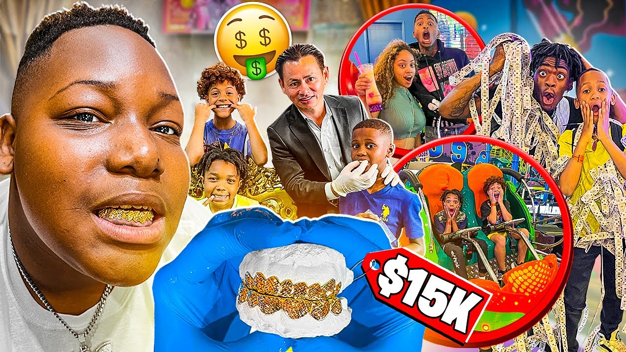 TOOK THE KIDS TO JOHNNY DANG TO PICK UP CUSTOM GRILLZ 😱 & WE WENT TO THE BIGGEST ARCADE EVER!!🎮