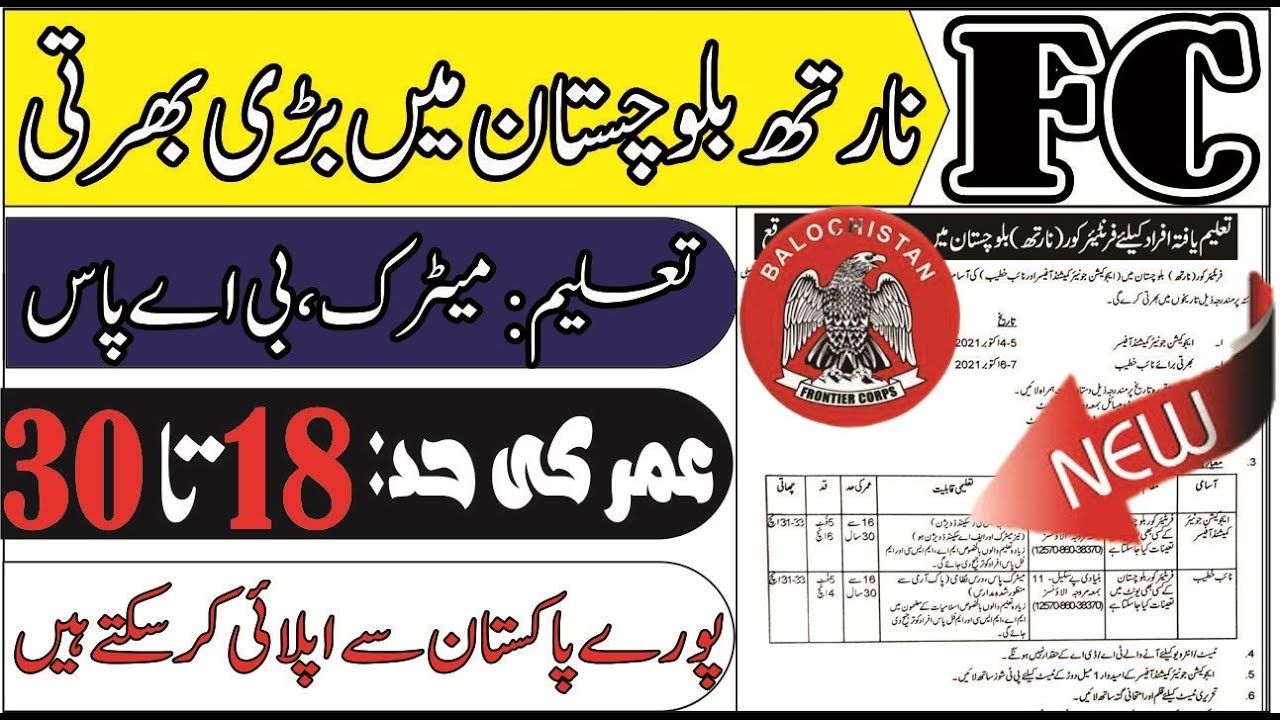 Frontier Corps North Baluchistan Jobs 2021 | FC North Jobs 2021 | FC jobs   | Pak Army jobs 2021  .