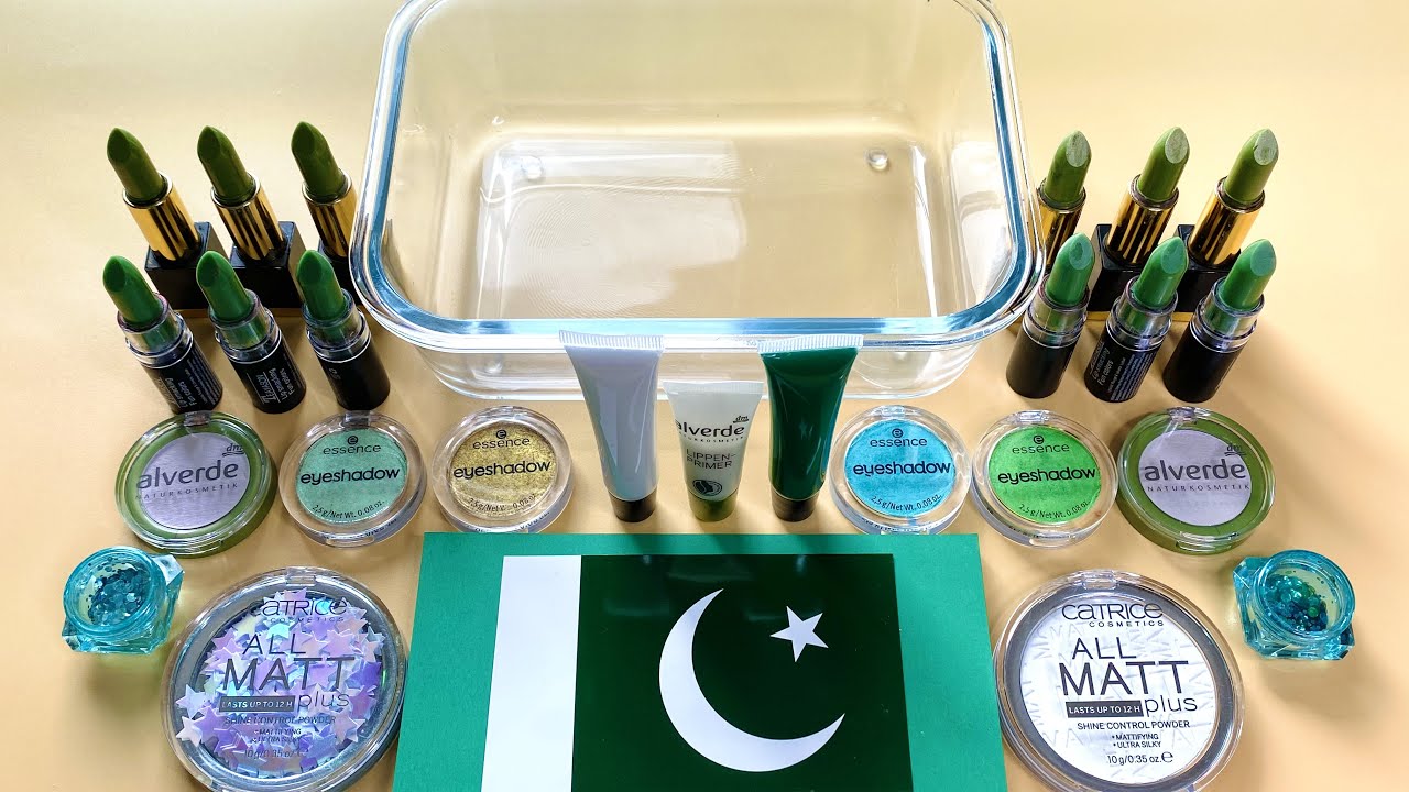 Pakistan Flag Slime - Mixing Makeup Eyeshadow Into Slime