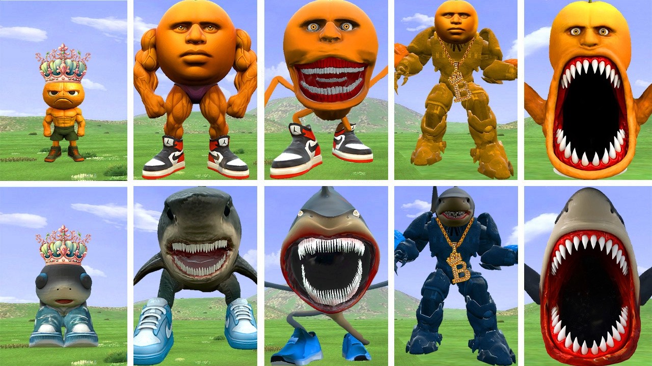 ALL NEW EVOLUTIONARY FORMS OF THE ODINDINDUN ODINDIN VS THE TRALALERO TRALALA FAMILY IN GARRY'S MOD!