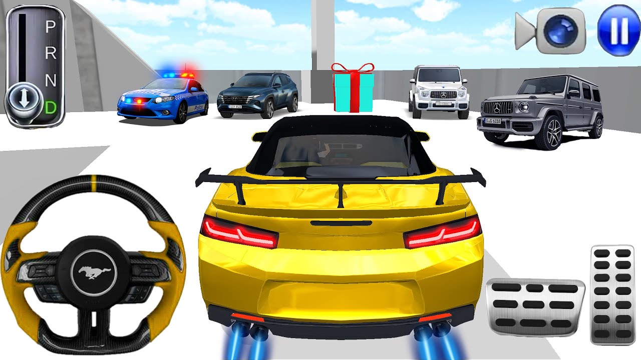 Toady I driving golden mustang gt in building roof - 3d car driving class 2026 - android iOS games 