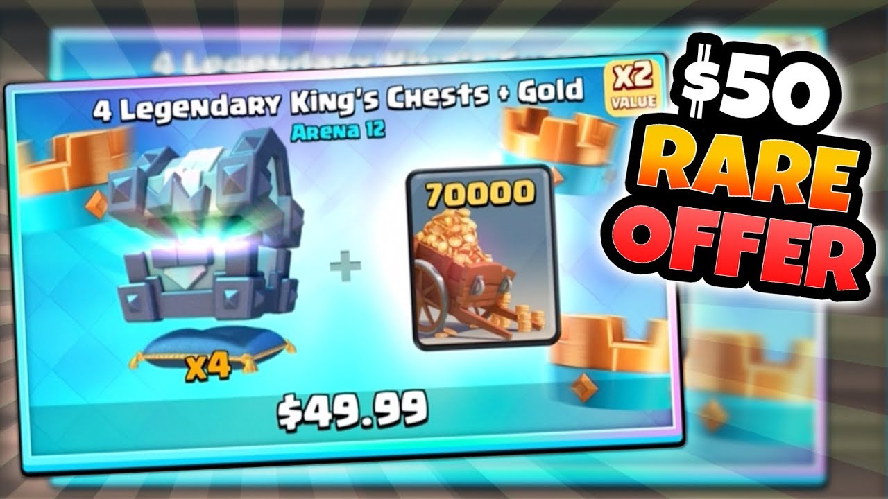 RAREST $50 NEW CHEST SHOP OFFER IN CLASH ROYALE! OPENING NEW x4 KINGS CHEST OFFER!