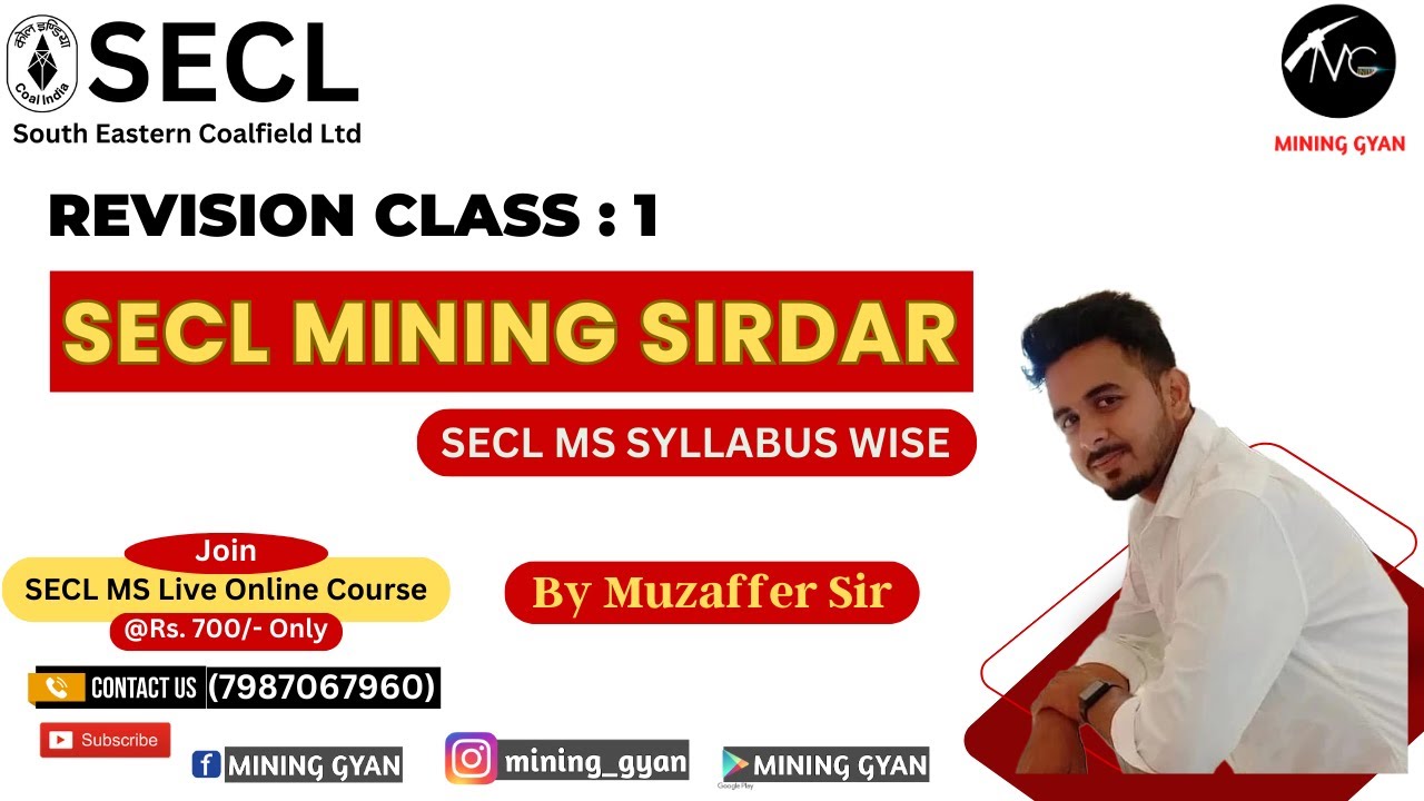 SECL MS Revision Class 1|| Syllabus Wise|Muzaffer Sir||Mining Gyan