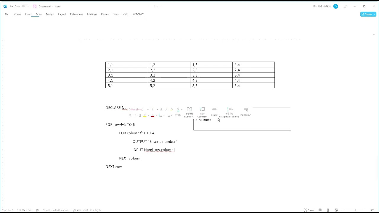 CIE AS-Level Computer Science 9618 Paper 2: 2DArrays -using a 2D Array vertically or horizontally