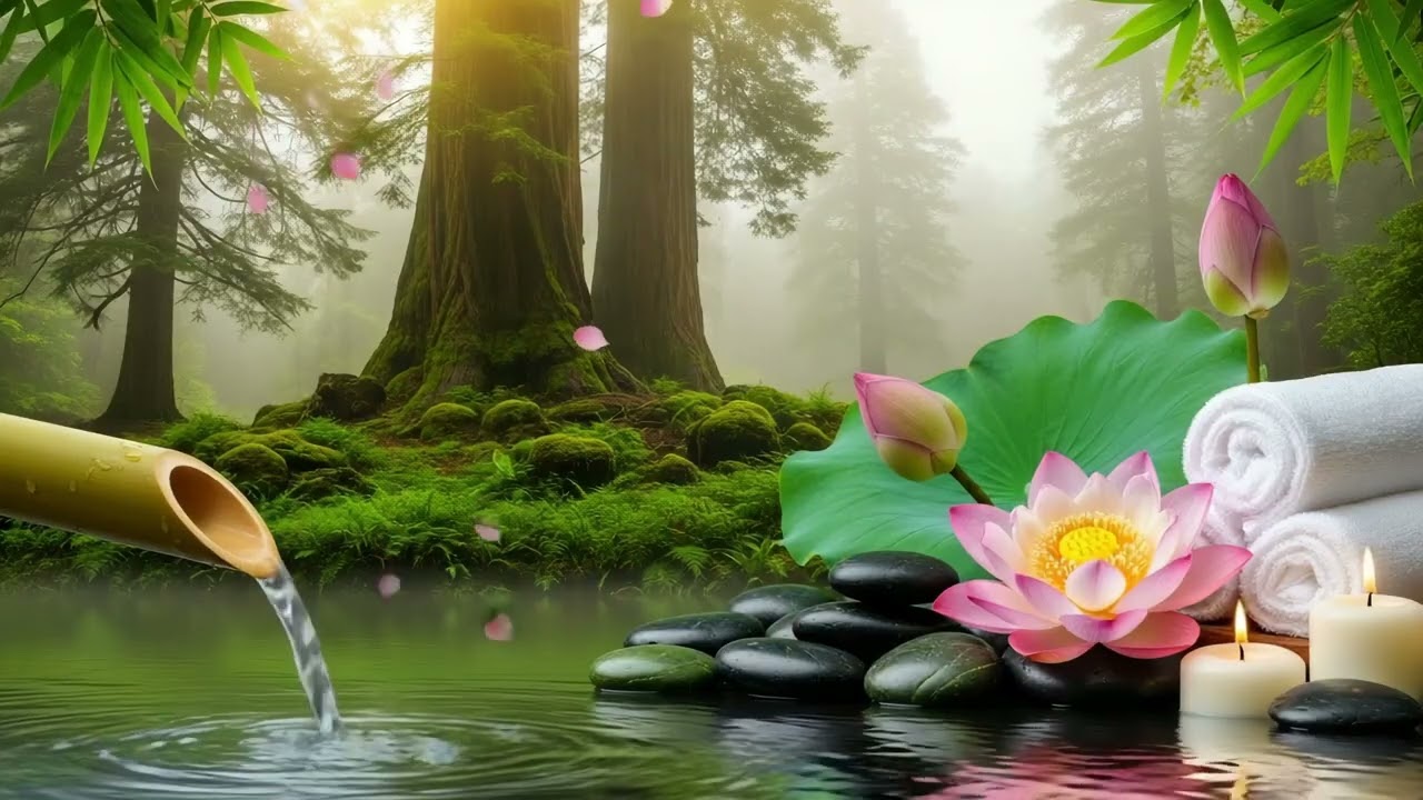 10 Hours Peaceful Music with Birds, Water & Bamboo Fountain