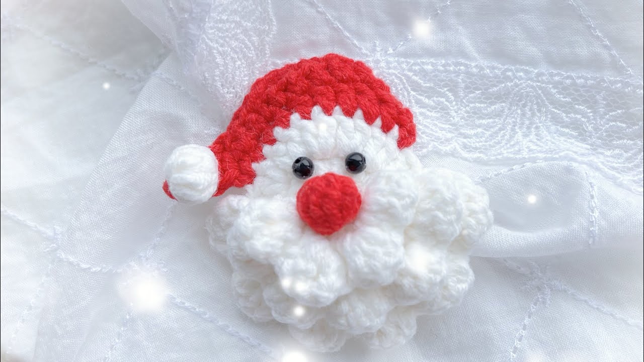 Crocheted Santa Brooch/Hair Clips Tutorial  如何钩针编织圣诞老人胸针/发夹 教程 #christmas #santa #crochettutorial