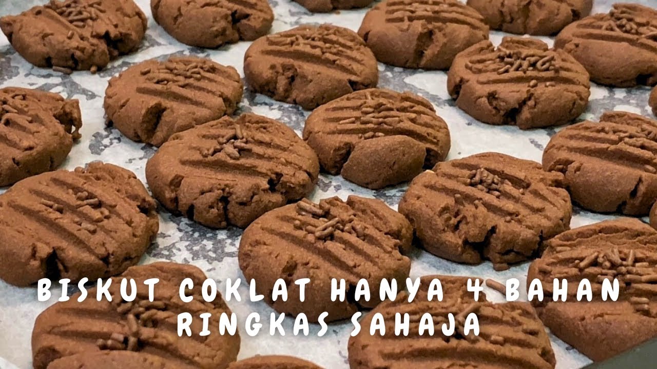 Biskut coklat rangup hanya mengunakan 4 bahan ringkas sahaja! Sedap dan mudah, biskut raya mudah.
