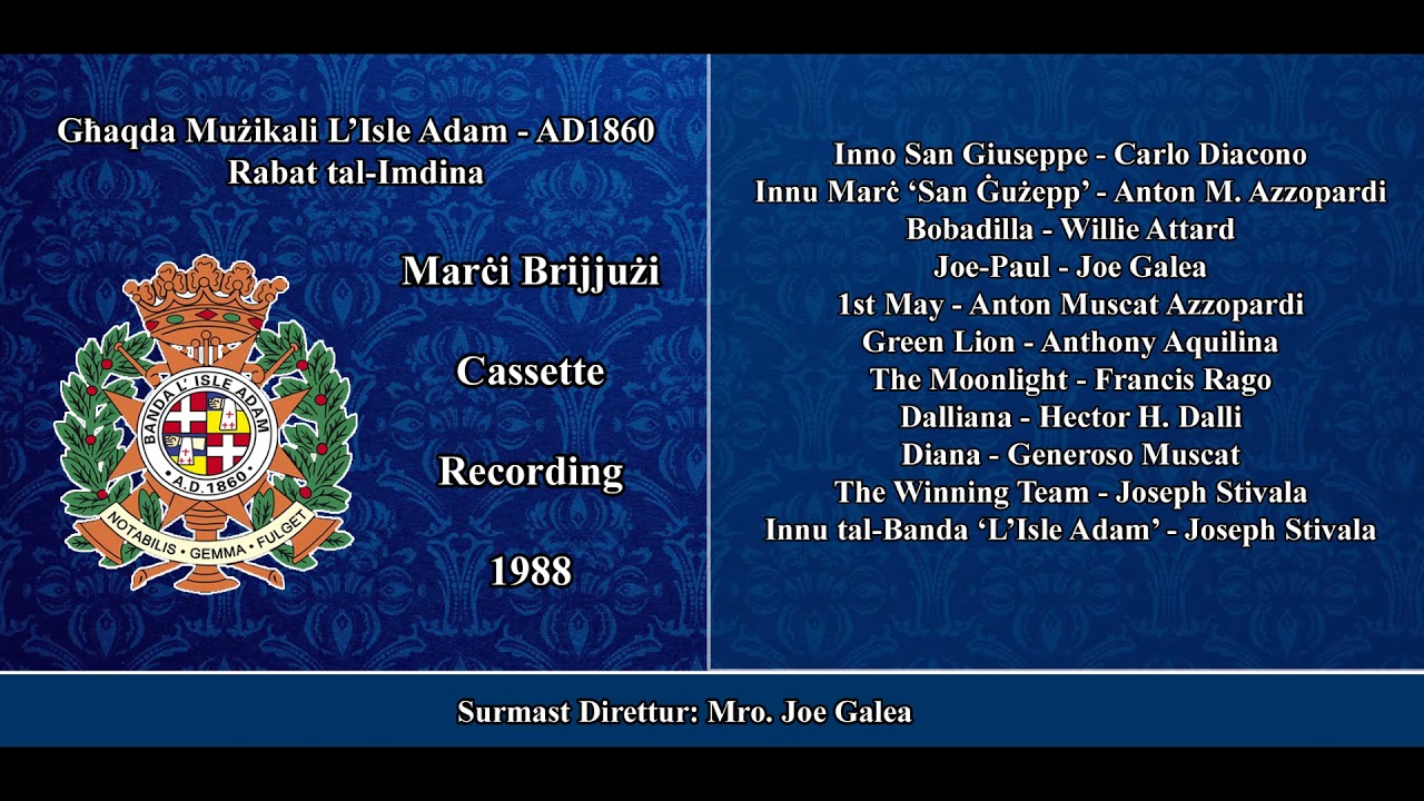 Marci Brijjuzi - 1988 Recording - Ghaqda Muzikali L'Isle Adam AD1860 - Rabat Imdina