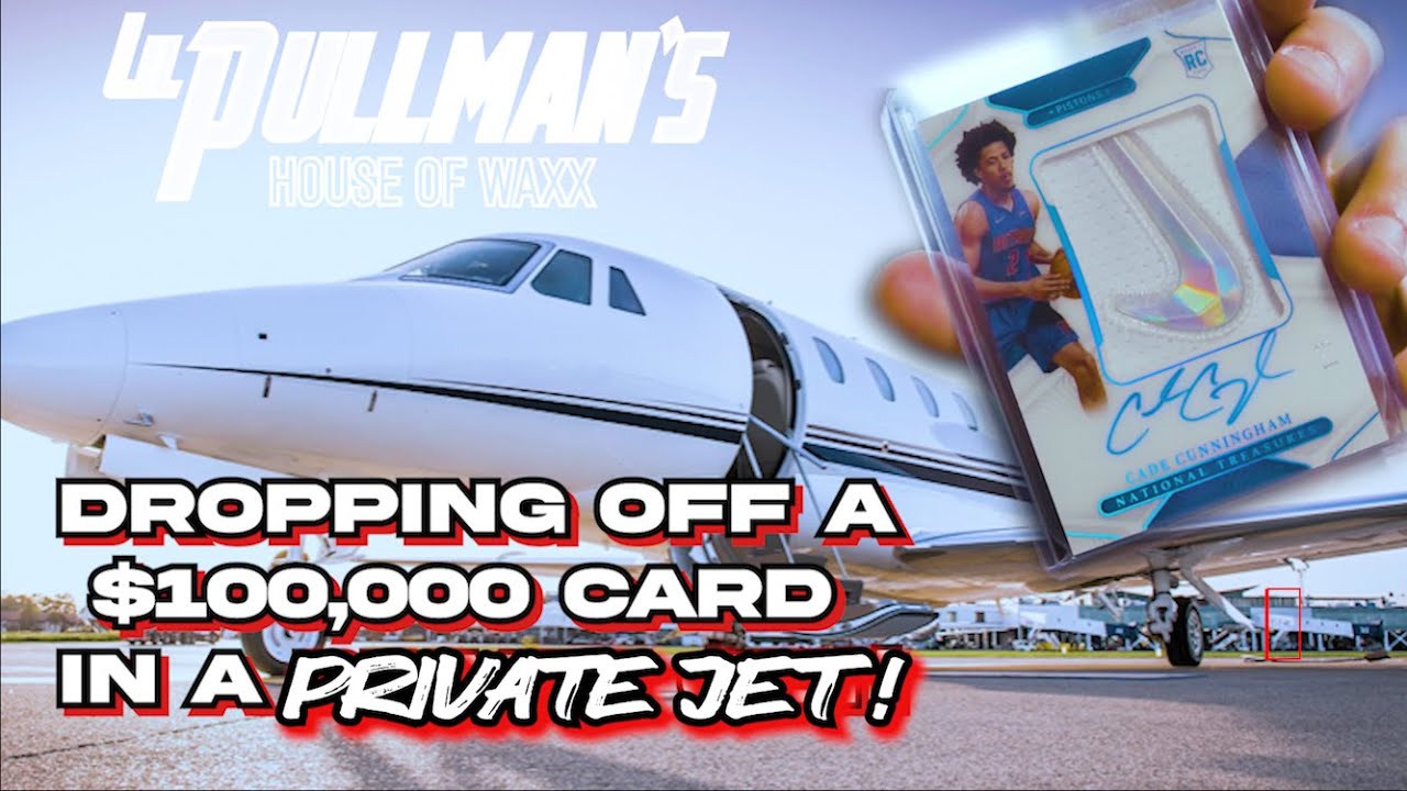 Taking a Private Jet to drop off a $100,000 Cade Cunningham National Treasures card experience.