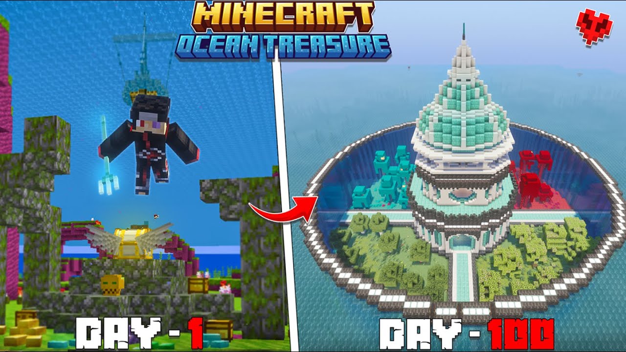 I FOUND HIDDEN TREASURE AT SEA 🌊 in Minecraft 100 Days💰💎 ( HINDI )
