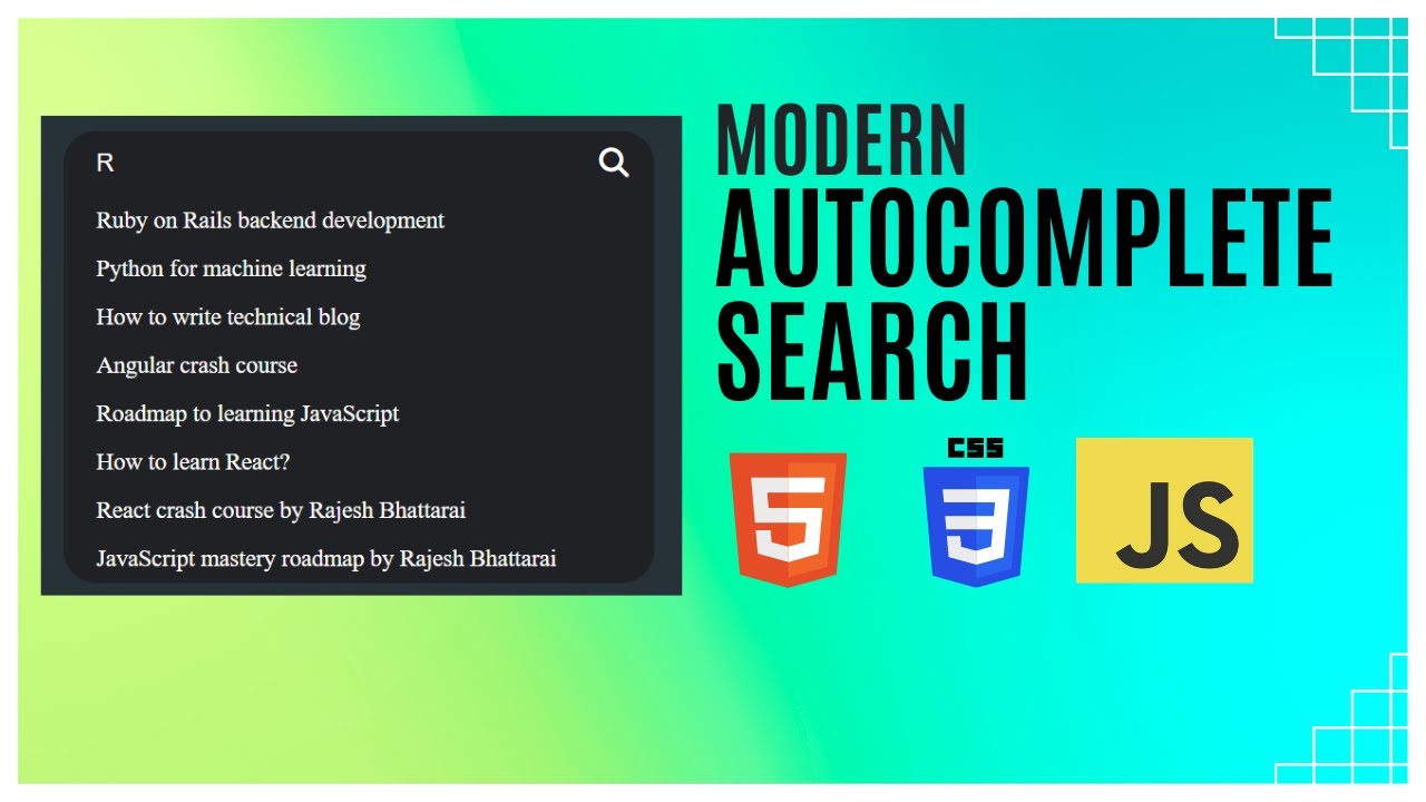 Autocomplete Search Suggestions | Auto Suggestions Search Bar | HTML CSS & JavaScript