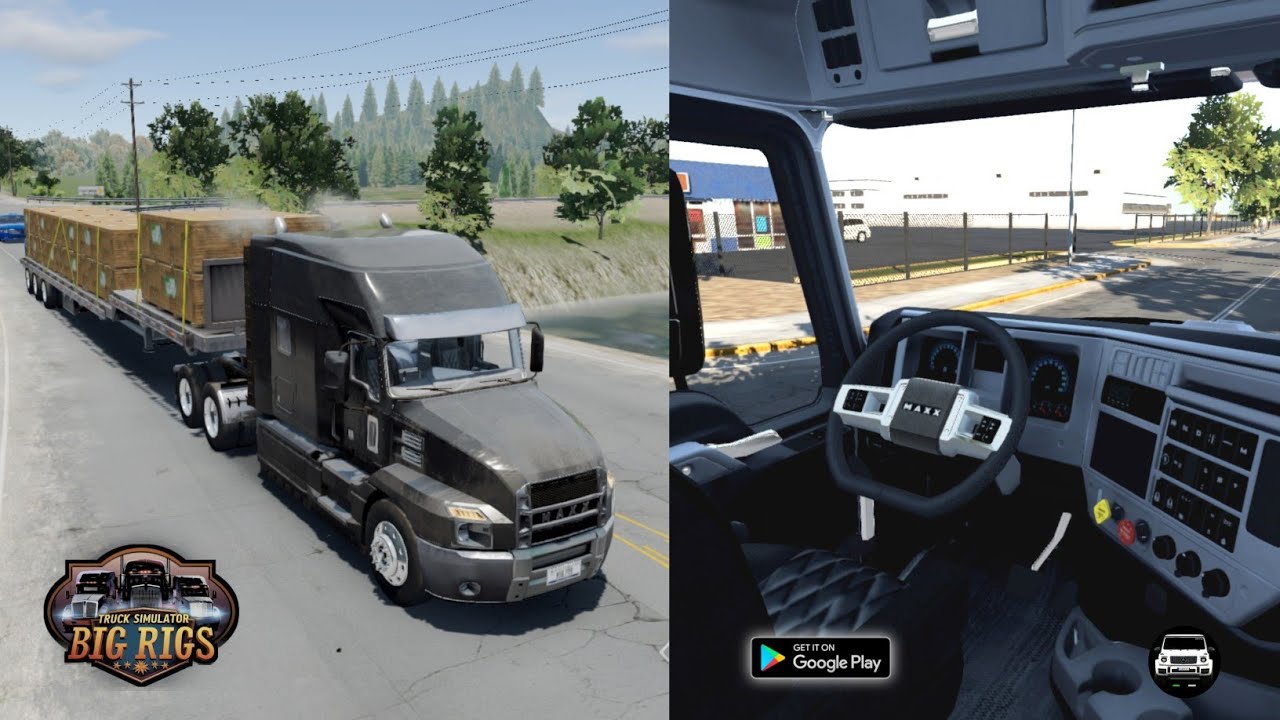 Truck simulator Big Rigs Walking inside cabin feature - Mack Anthem Sleeper truck driving gameplay