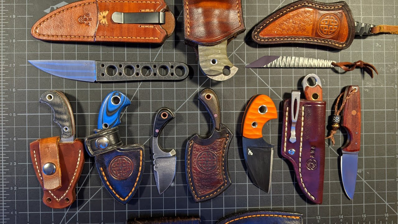 EDC Pocket fixed blades. Custom made neck knives and leather pocket sheaths.