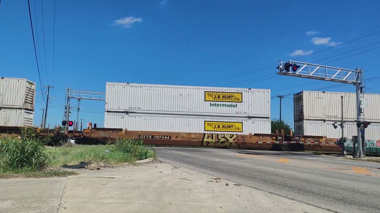 An Amazing Lash-up on a BNSF Intermodal passing Rittiman Rd #2 San Antonio, TX